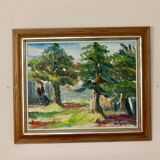 Original Swedish oil painting on canvas from the mid-century "Summer Landscape" by B. Högberg.