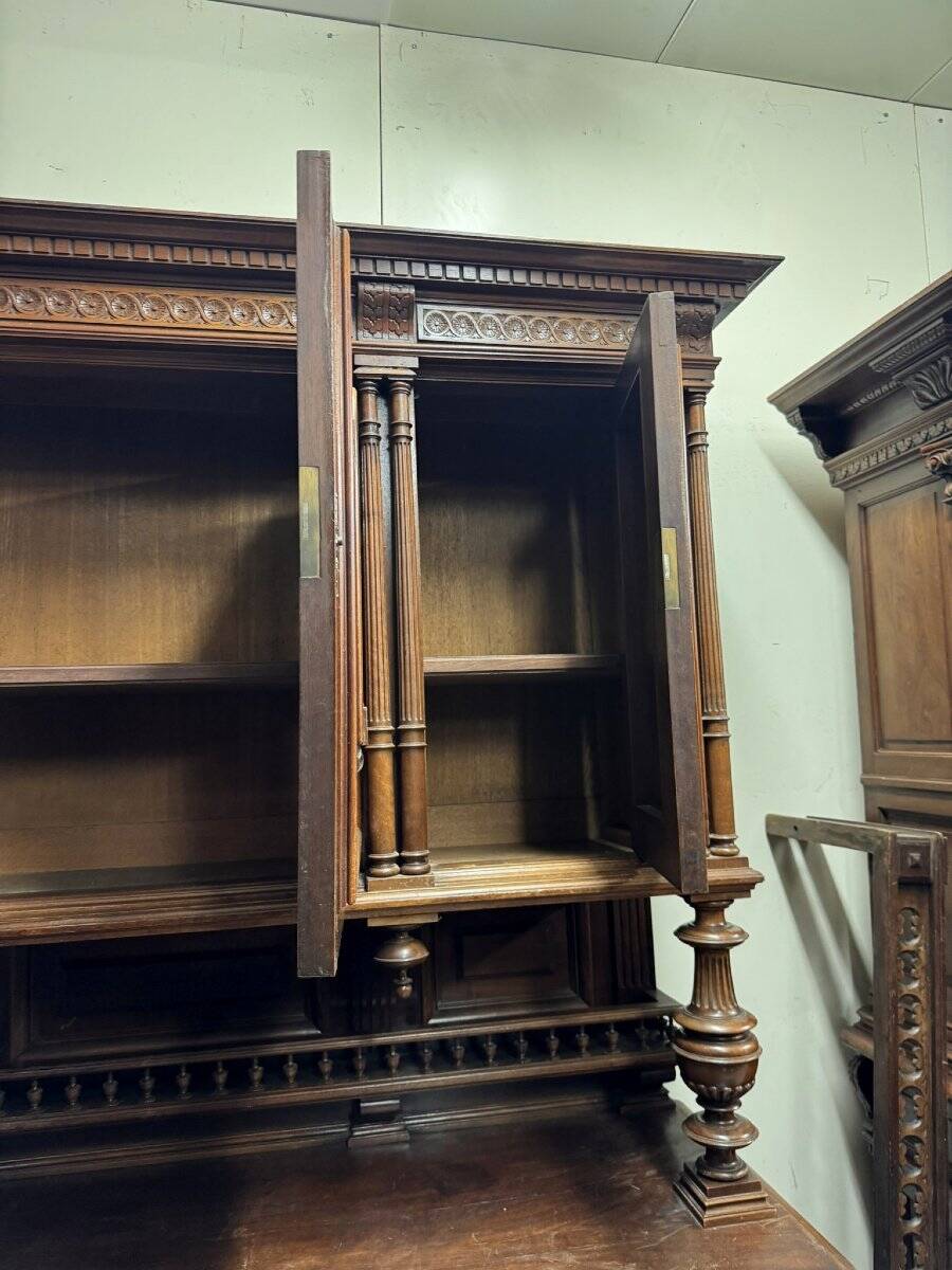Renaissance-style two-body walnut buffet