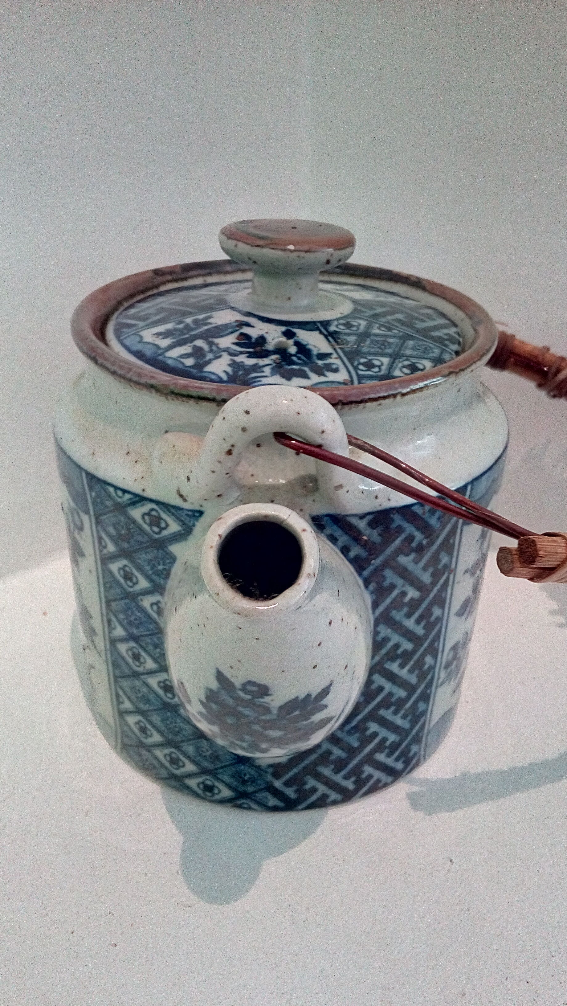 Enamelled stoneware teapot