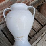 White glazed stoneware jar / pottery