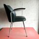 Fauteuil vintage skaï vert et chrome