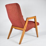Fauteuil d'origine vintage "Relax", années 1960, Europe de l'Est, rénové, tissu rouge