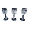 Set of 3 old molded crystal glasses for liquor or white alcohol