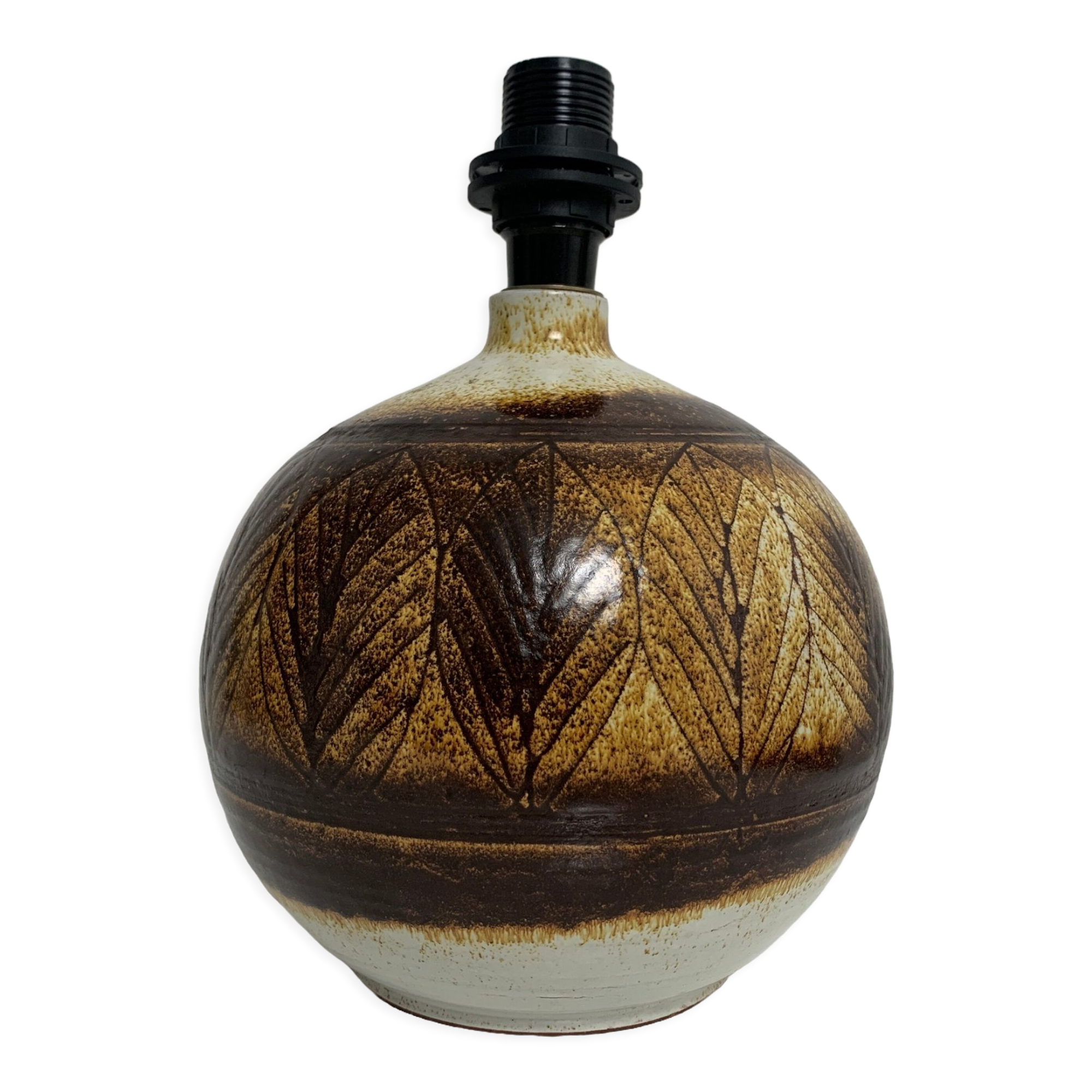 Ceramic ball lamp leaf decoration Olivier Roy Vallauris