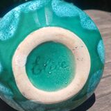 Small vase in glazed ceramic Vintage 60s signed Elise