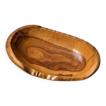 Handcrafted solid olive wood bowl 20 cm – Organic freeform shape