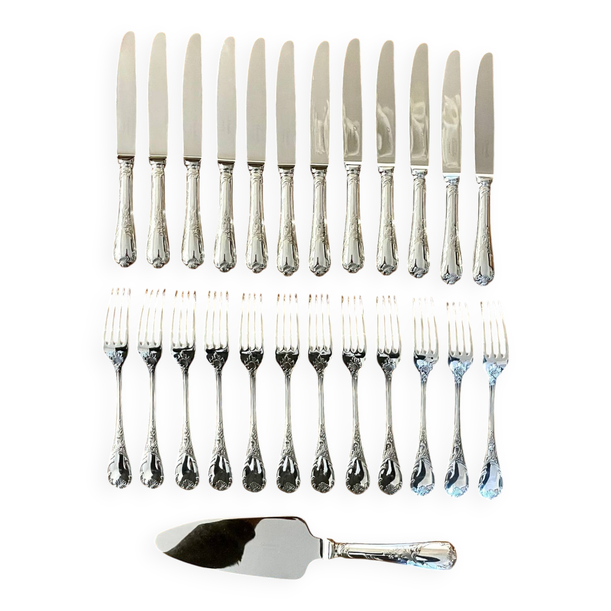Christofle Marly, dessert cutlery, cheese, knives, forks