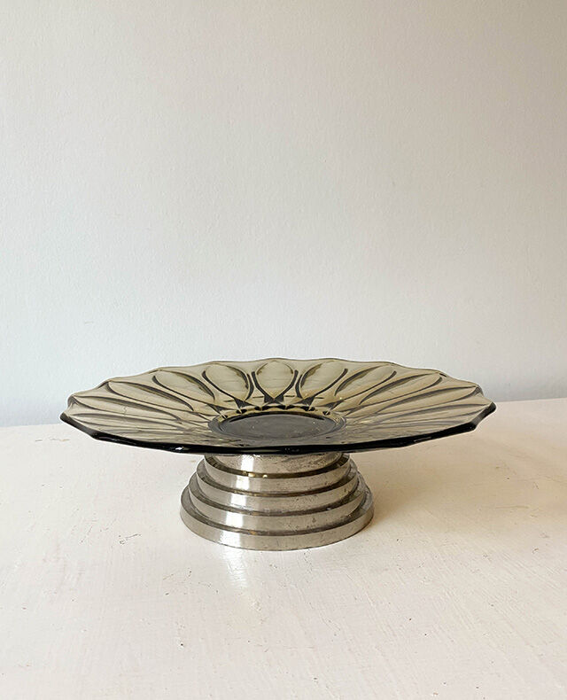 Art Deco smoked glass fruit cup