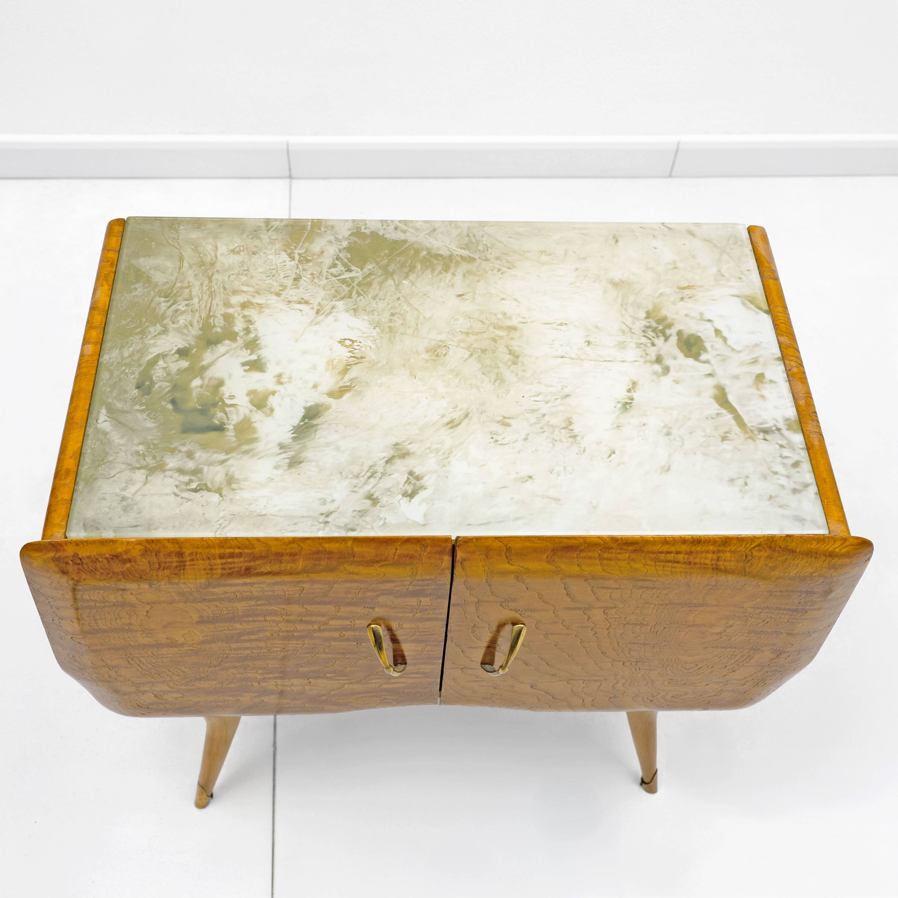 Pair of Mid-Century Style Beech and Chestnut Burl Bedside Tables, 1950s