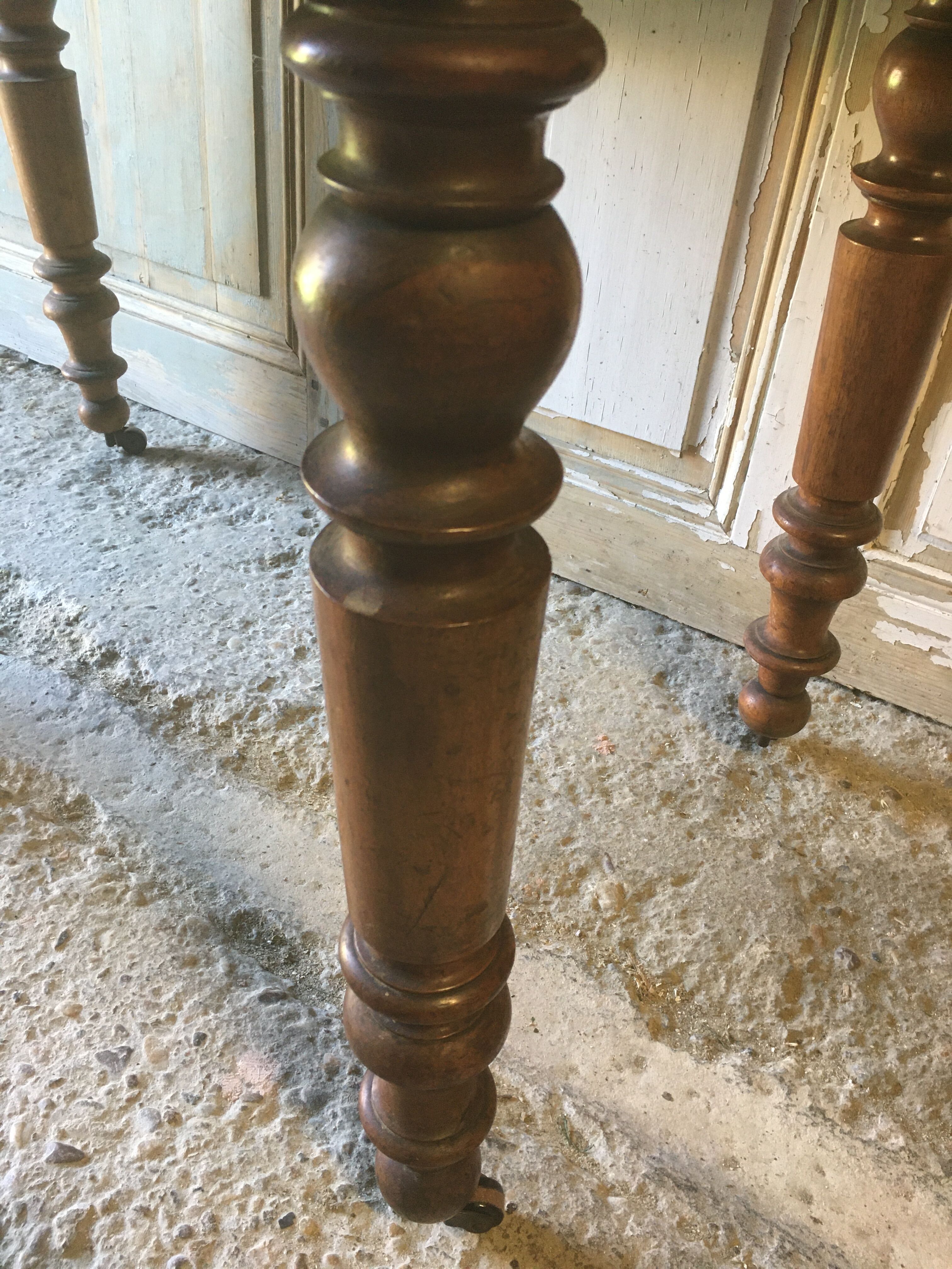 Walnut shutter table with drawer on wheels