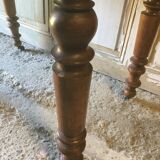 Walnut shutter table with drawer on wheels