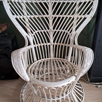 Vintage white rattan armchair 50's Gio Conti & Lio Carminati