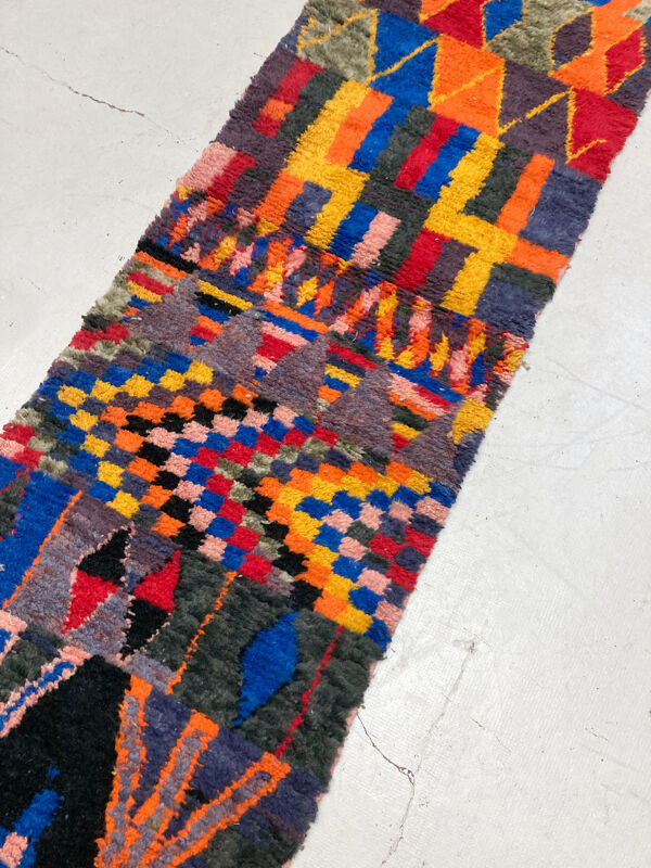 Tapis berbère marocain Boujaad couloir à motifs multicolores 288x84cm