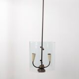 Pietro Chiesa for Fontana Arte Curved Glass and Brass Pendant Light 1940s