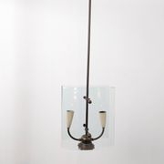 Pietro Chiesa for Fontana Arte Curved Glass and Brass Pendant Light 1940s