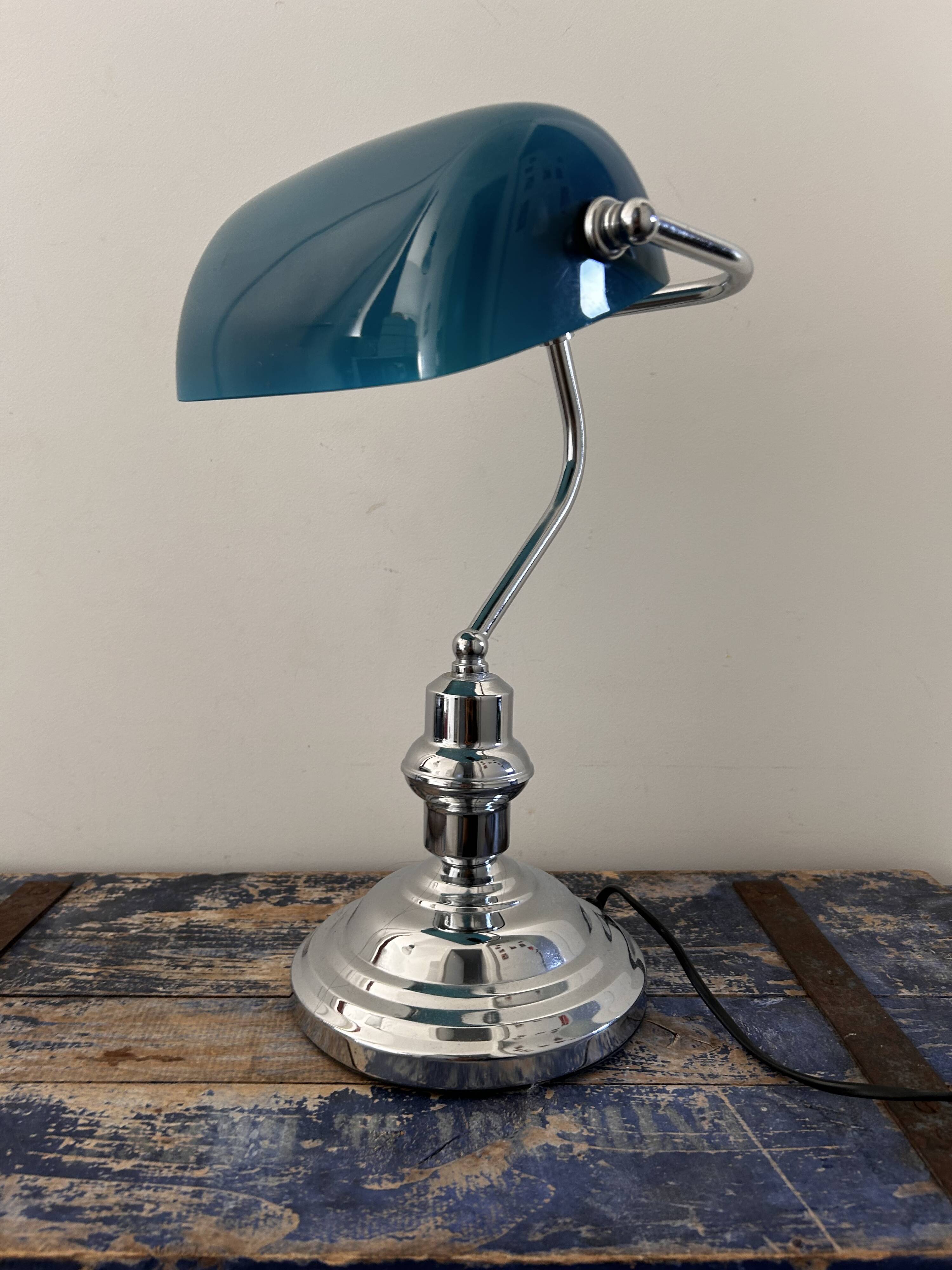 Blue banker notary lamp
