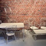 Wrought iron garden set painted white