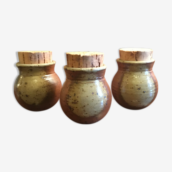 3 vintage sandstone pots