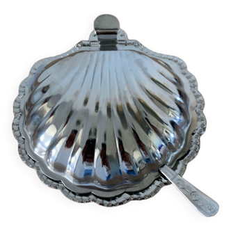 Old chrome shell butter dish