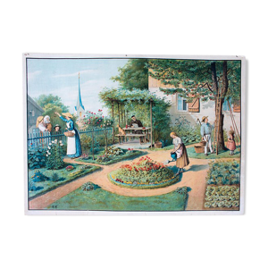 Affiche pédagogique, vie du village