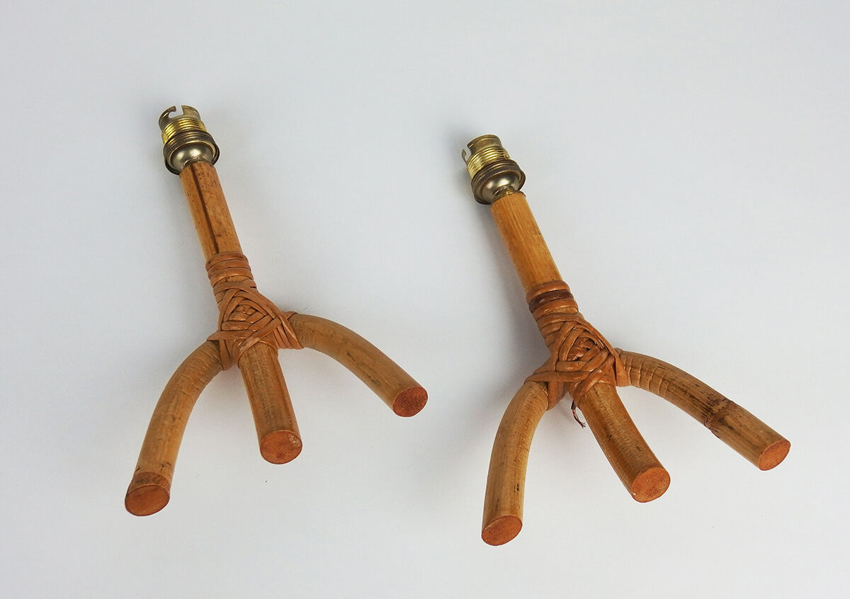 Pair of vintage rattan wall lamps