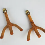 Paire d'appliques vintage en rotin