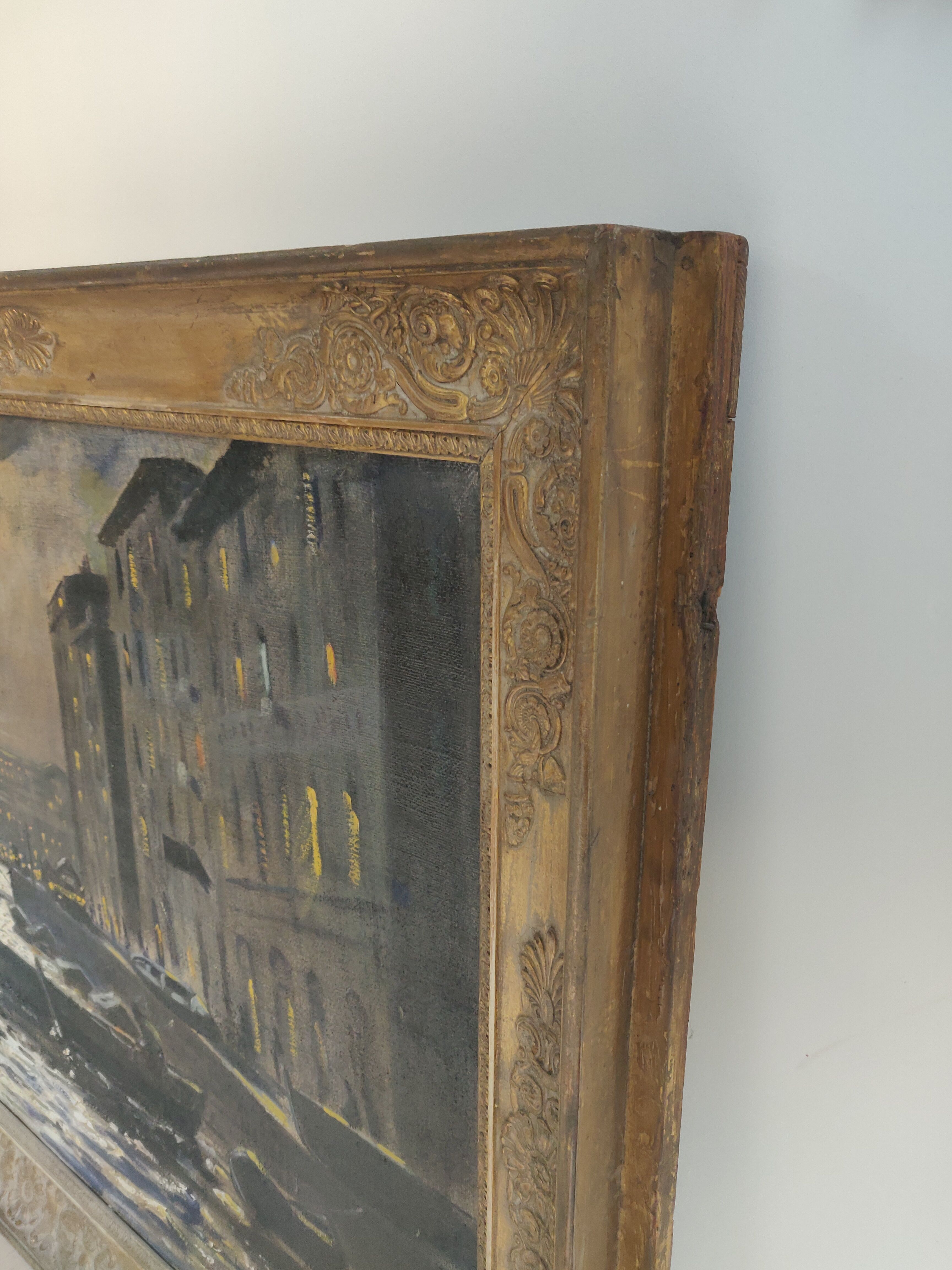 Painting venice by night oil on canvas j peters xixth century