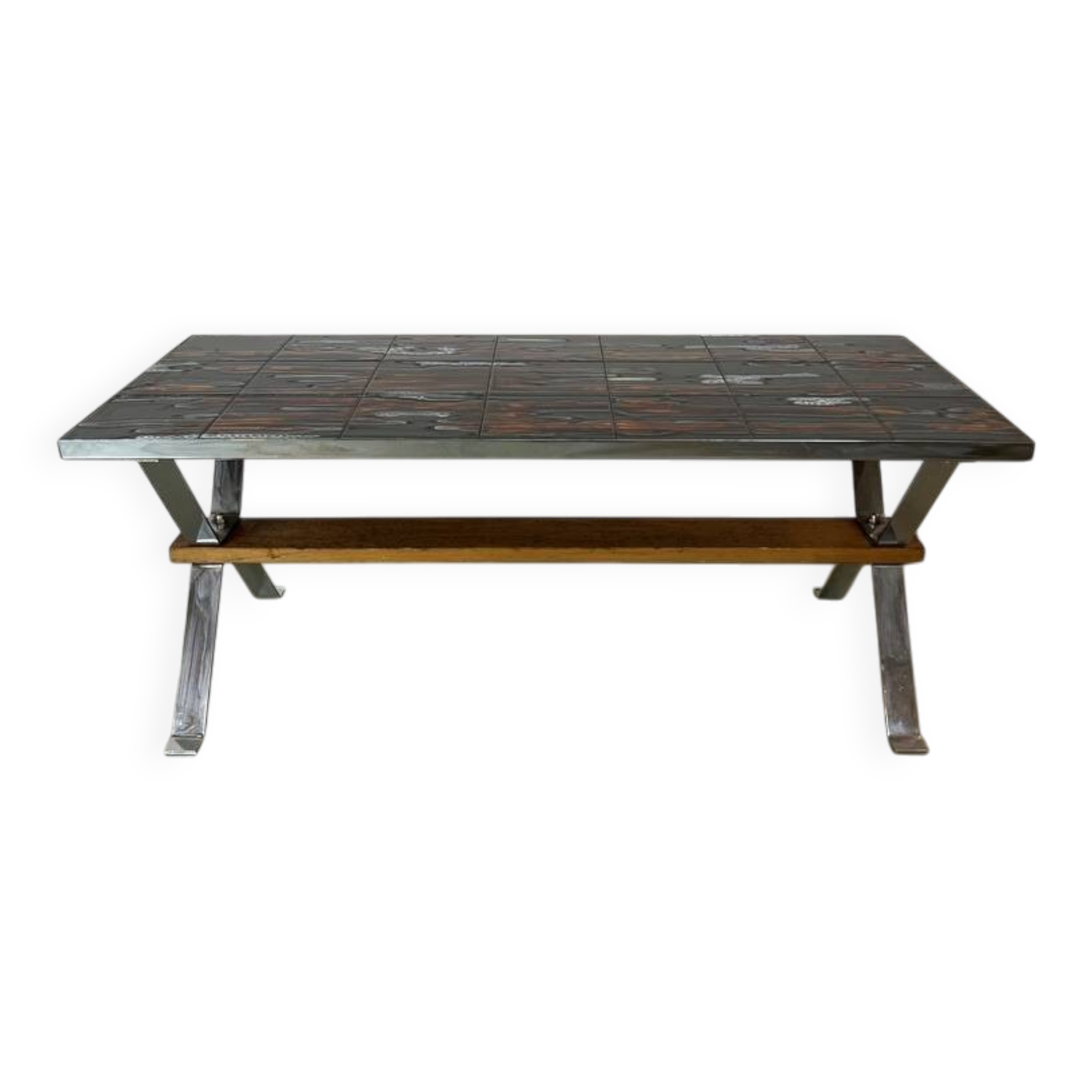 Vintage 1970s coffee table in ceramic, tiles, retro, mid-century