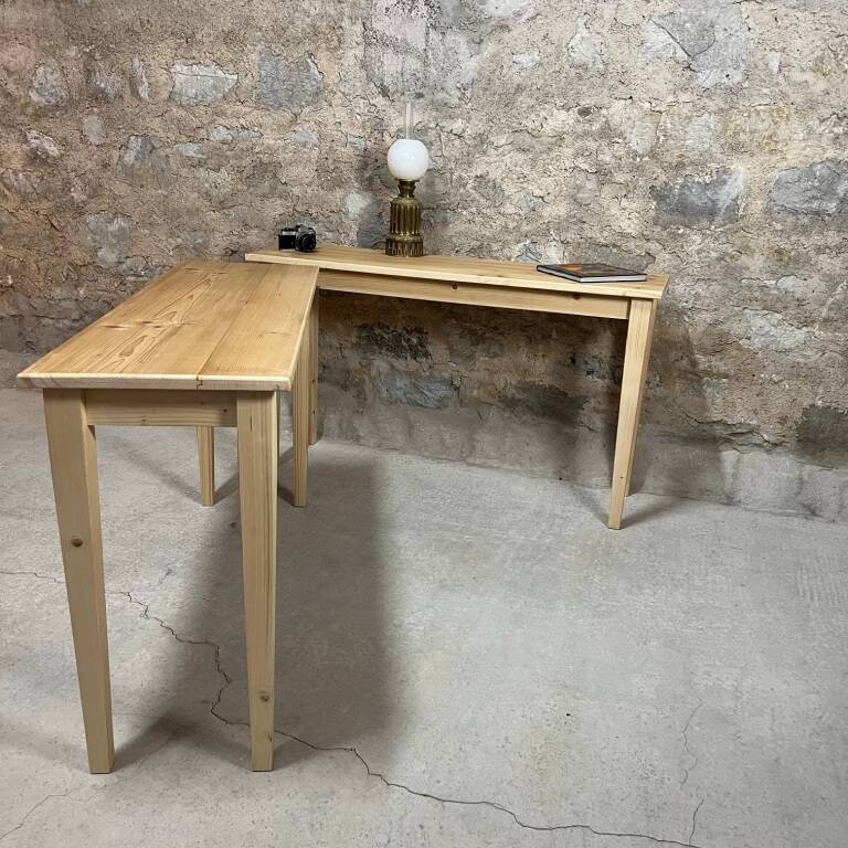 Superbe console fine, table d'appoint en bois Design Vintage pieds fuseaux décoration rare