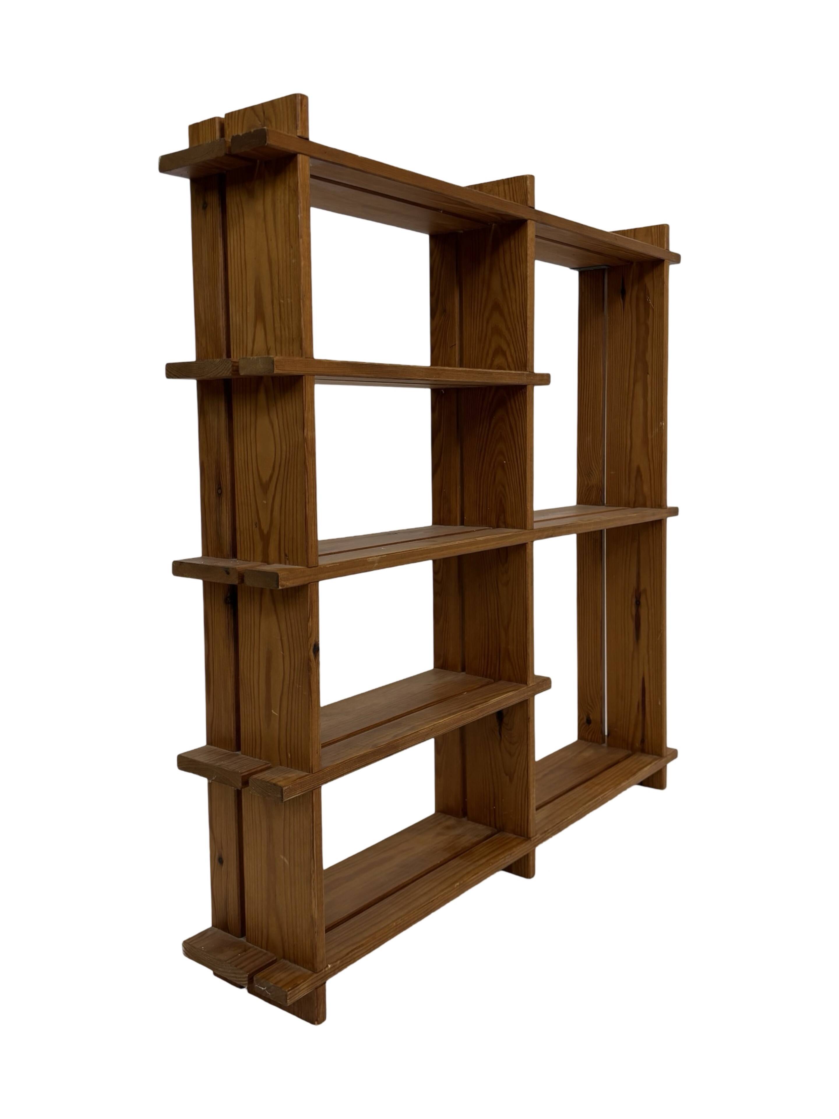 Vintage Wall shelf rack Pine wood 70s design