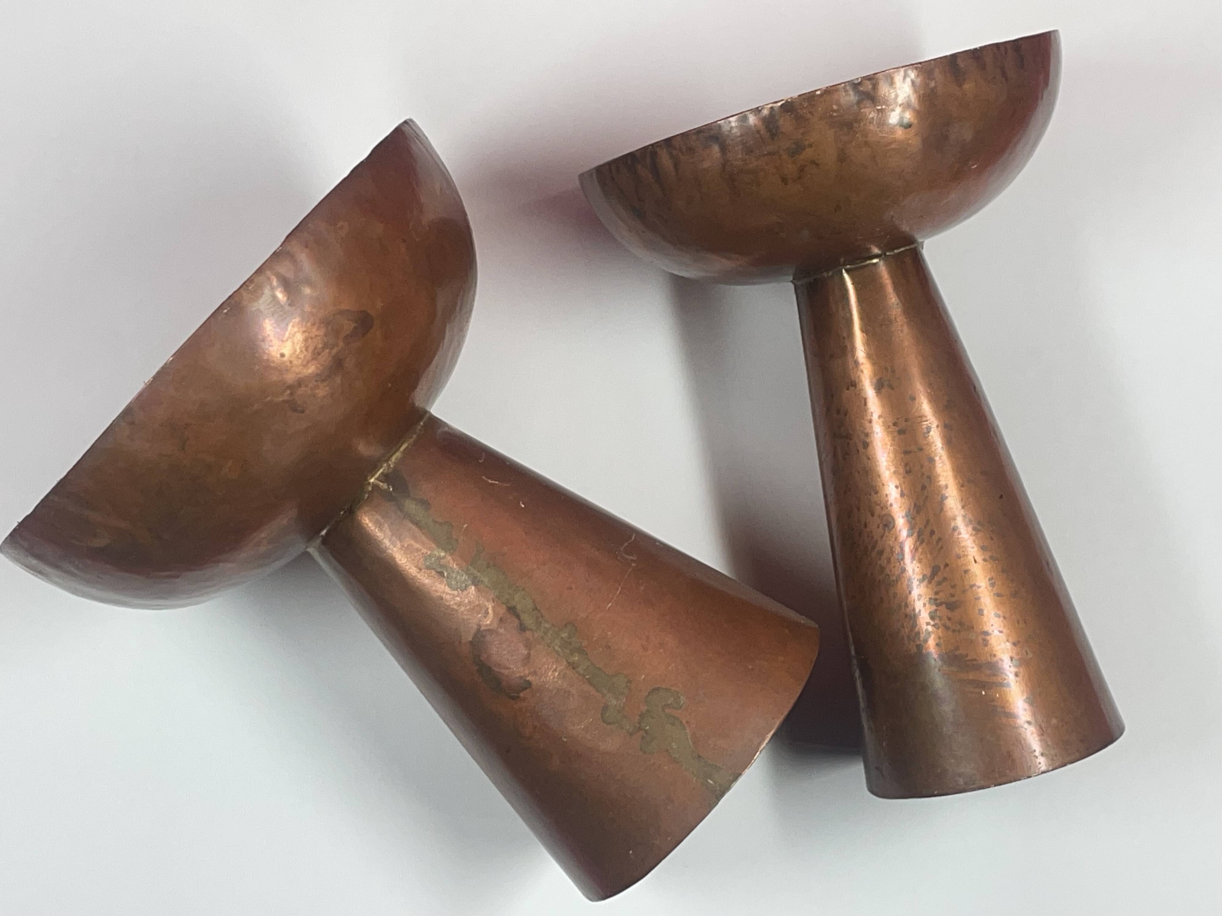 Candle holder x 2 brutalist copper candle pick (metalwork style)