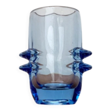 Blue glass vase model 20064 in Mid-Century style by Vladislav Urban for Hermanova Hut, 1960s.