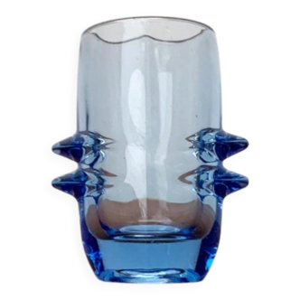 Blue glass vase model 20064 in Mid-Century style by Vladislav Urban for Hermanova Hut, 1960s.