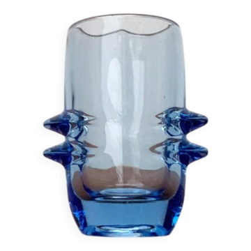 Blue glass vase model 20064 in Mid-Century style by Vladislav Urban for Hermanova Hut, 1960s.