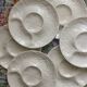 6 vintage Gien white slip earthenware artichoke plates