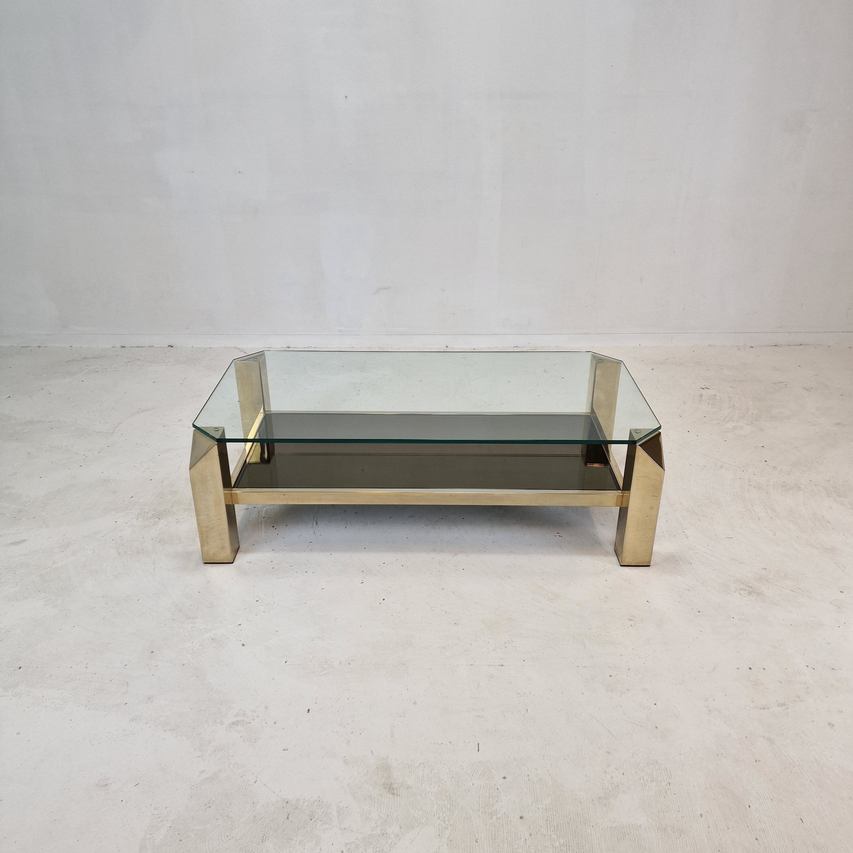 Belgo chrom coffee table 23kt gold plated, 1970's