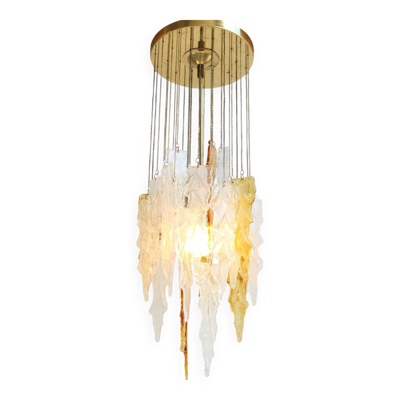 Plafonnier vintage en verre de Murano bicolore par Carlo Nason pour Mazzega, années 1970