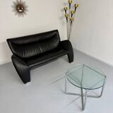 Old 2/3 seater lounge sofa designed by Jan Armgardt for Leolux in black leather