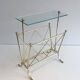 Neoclassical style magazine rack in brass with glass shelf by Maison Jansen