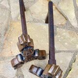 Vintage solid brass and steel chenets