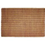 Vintage Romanian carpet brown design on yellow background 217x146cm