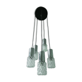 Suspension cascade 5 light chrome steel and glass