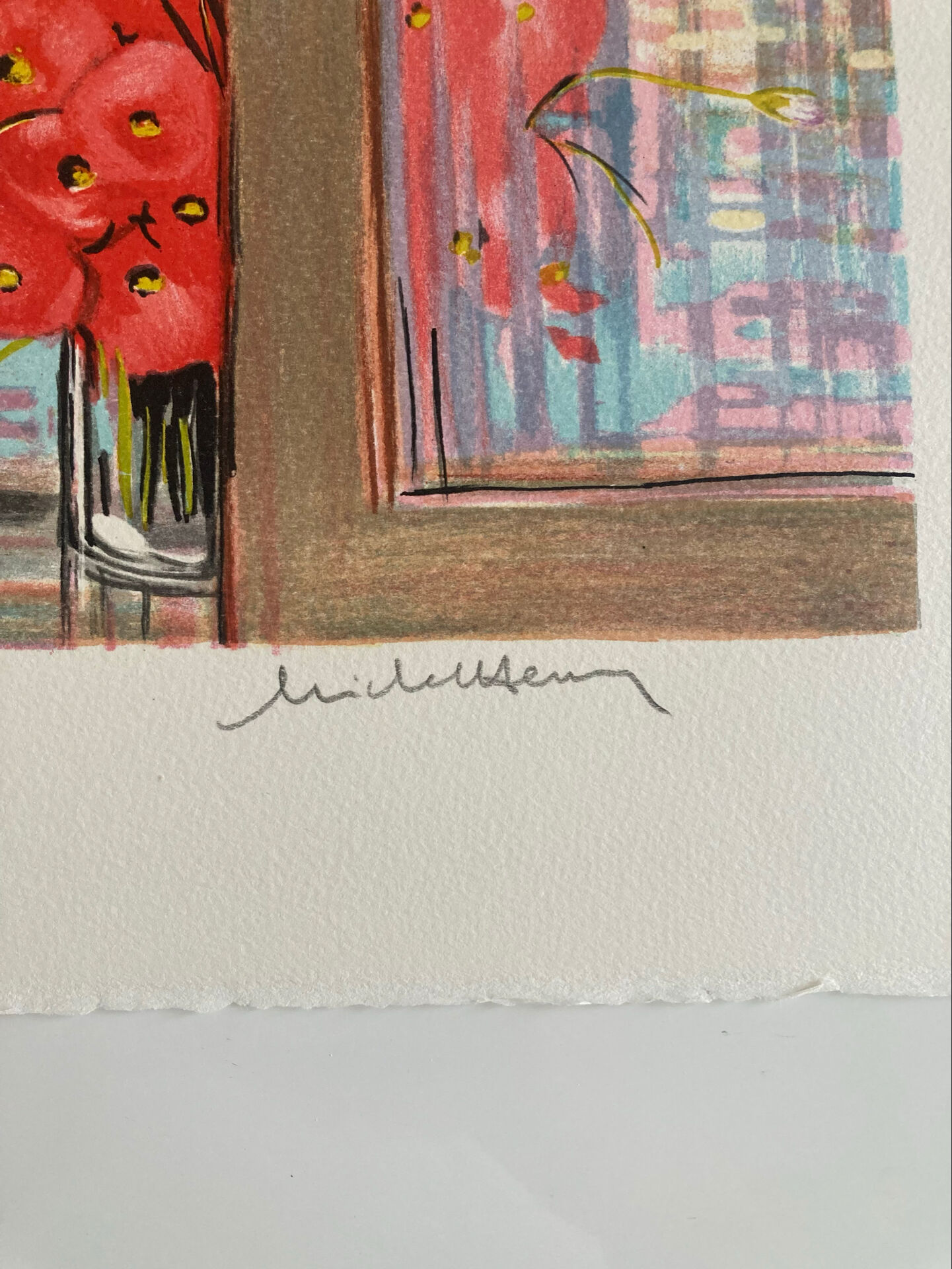 Lithograph signed by Michel Henry - The Institute and Notre Dame de Paris
