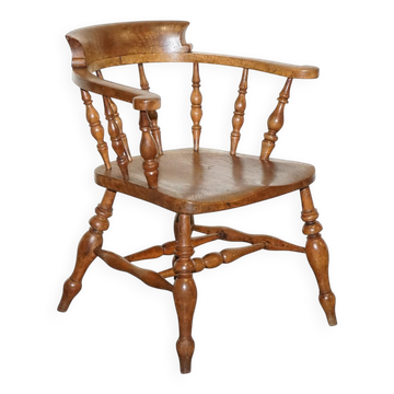 Edwardian Oak Captain's Chair for Smokers, 1900s