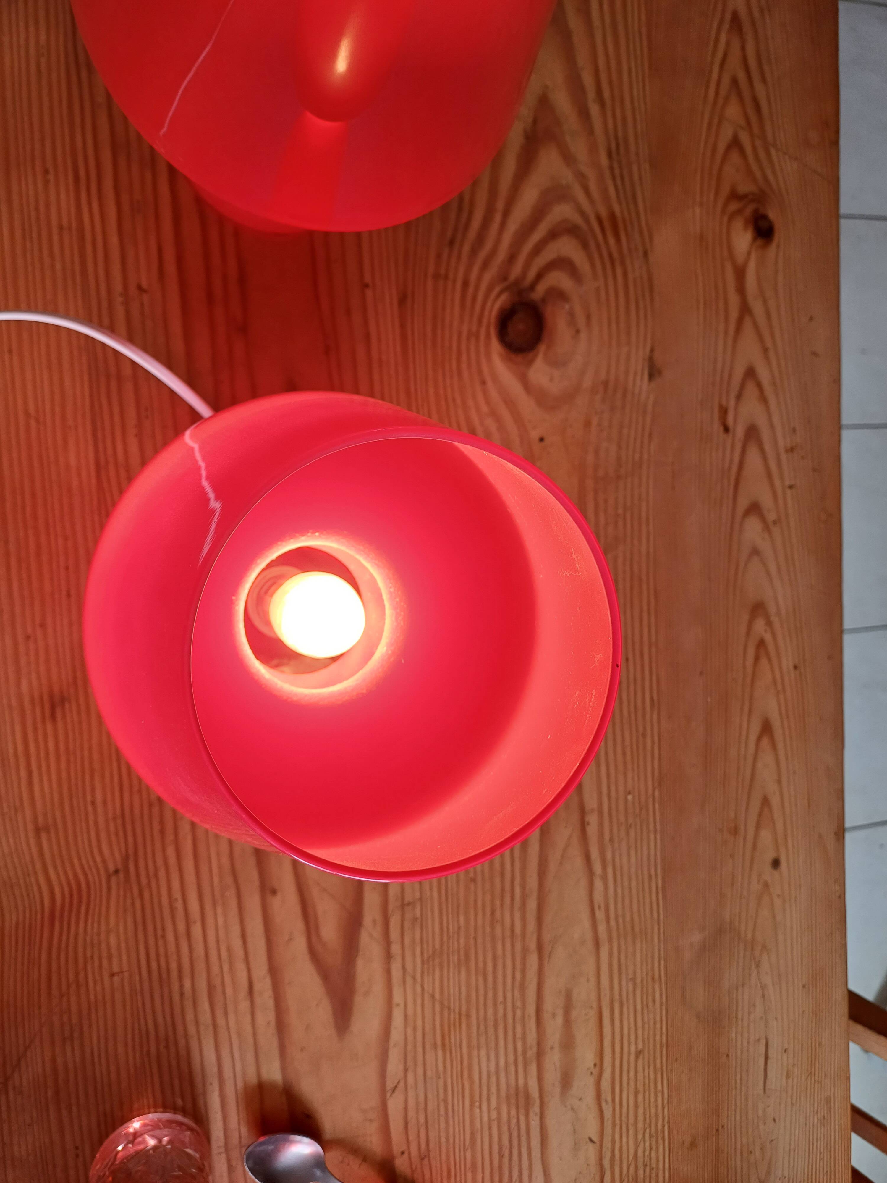 Pair of Vintage Red Opaline Lamps