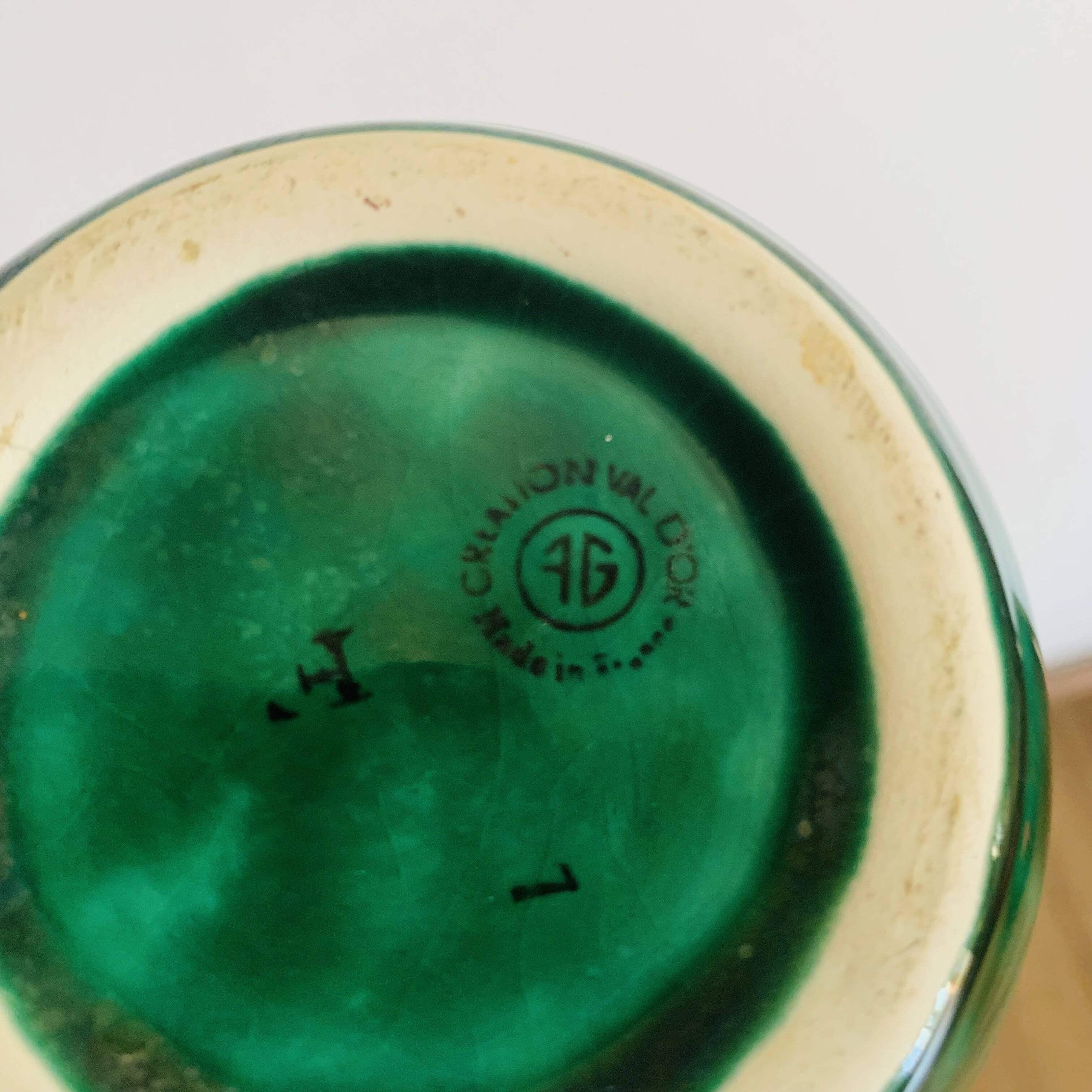 Vintage green glazed ceramic pitcher – Grandjean Jourdan Vallauris