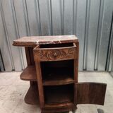 Old bedside table in wood and marble
