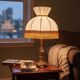 Vintage Gold Brass Table Lamp – Pleated Umbrella Style Lampshade