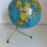 Globe vintage 1960 terrestre doré Taride tripode - 28 cm