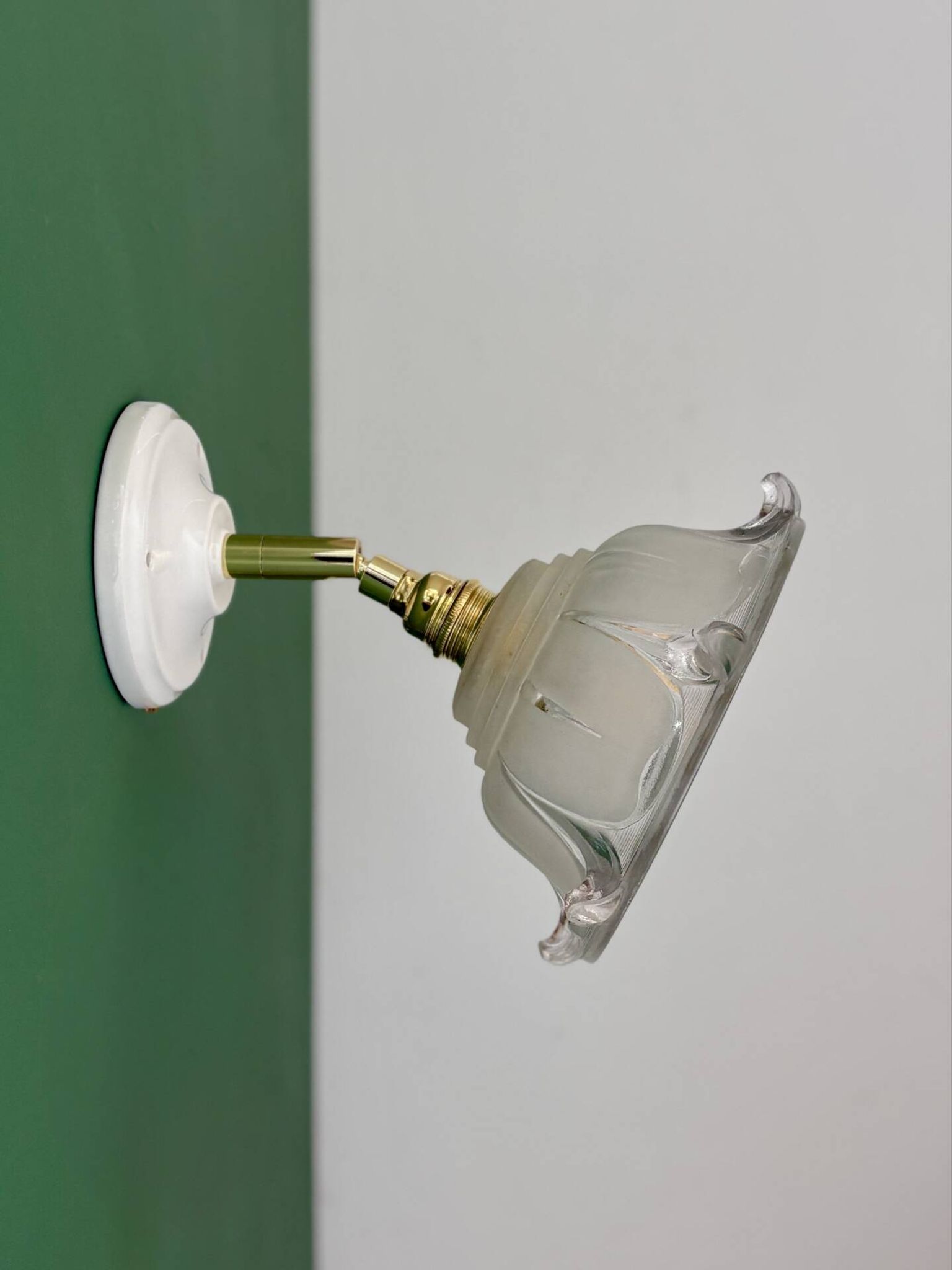 Vintage frosted glass lampshade wall light